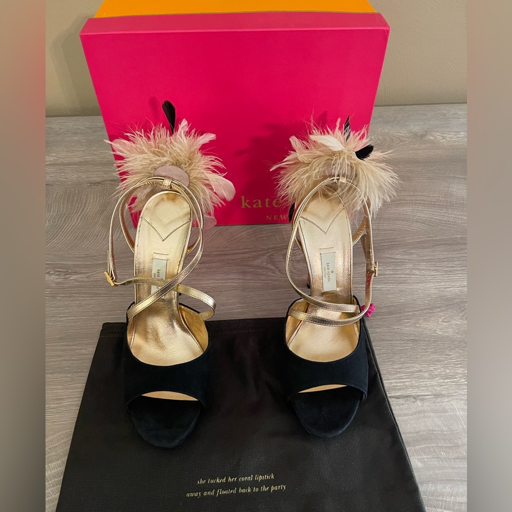KATE SPADE FEATHERED sling back sandal in sz 10 1/2